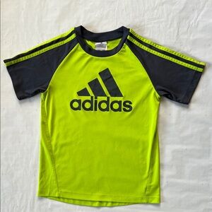 Adidas Lime Green and Grey Quick Dri Tee - Size 6